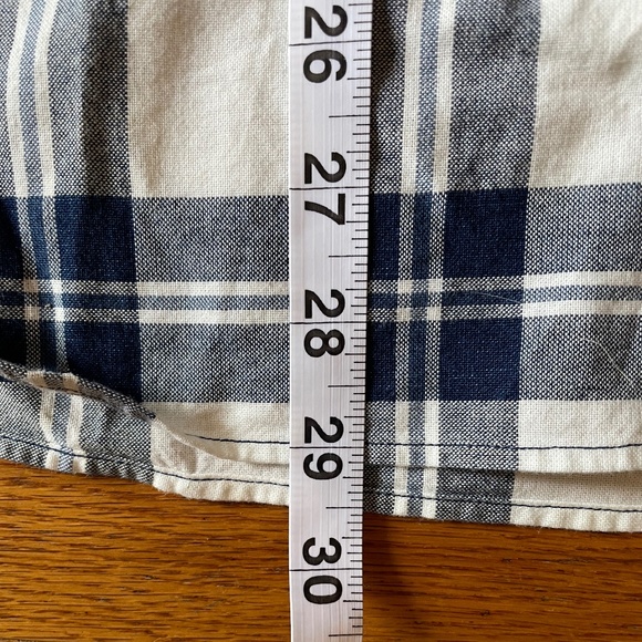 Brooks Brother's Men's Red Fleece Banded Collar Indigo Plaid Shirt - Picture 7 of 11